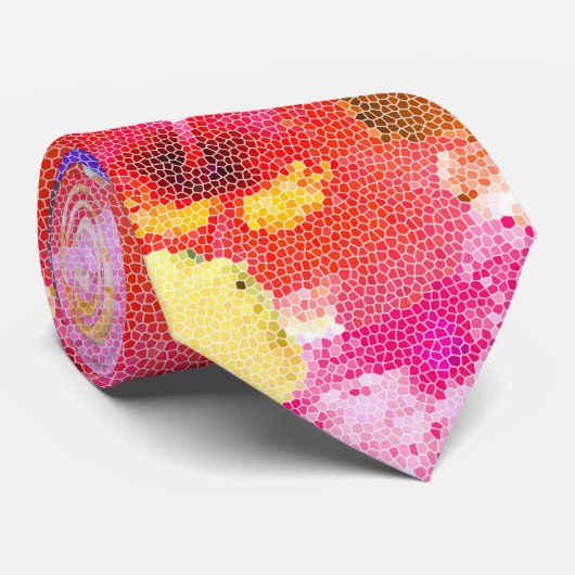 Radiance in Bloom: Hibiscus in Glas in lood Stropdas (Opgerold)