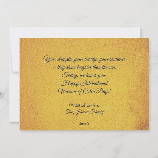 Radiance in Every Shade beroemd gemaakt door Intl. Feestdagenkaart (Achterkant)