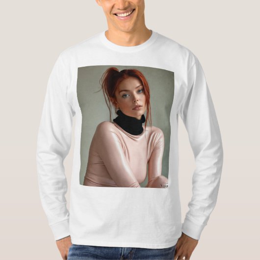 Radiance in Red: een portret van Vogue T-shirt (Voorkant)