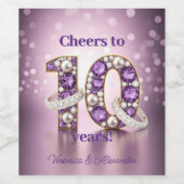 Radiant 10e Jubileum edelsteen & diamanten ringen Wijn Etiket (Enkel label)