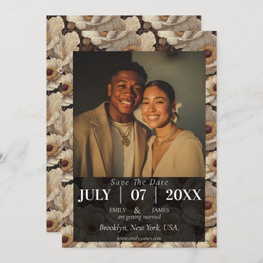 Radiant Anemones Fantasy Fall Wedding Save The Date (Voorkant / Achterkant)