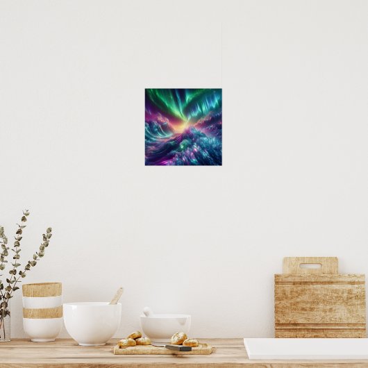 Radiant Aurora Crystal Wave Horizon Glow Poster (Keuken)