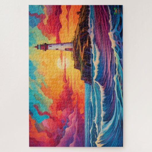 🌅Radiant Beacon: Sunset Lighthouse Legpuzzel (Verticaal)