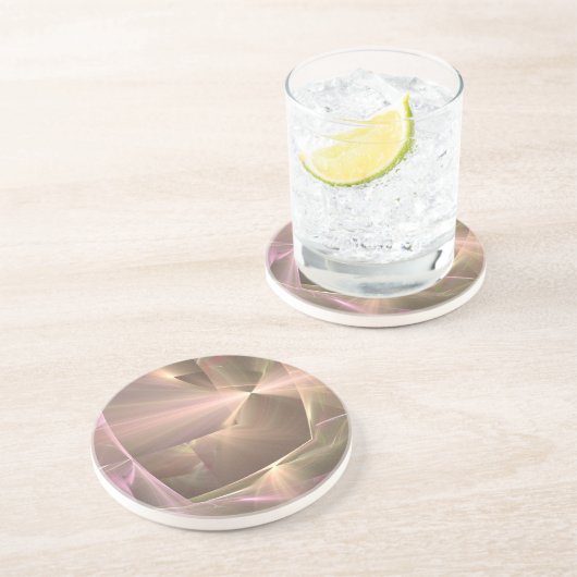 Radiant Beige Abstract Zandsteen Onderzetter (Zijkant)