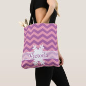 Radiant Bevroren Orchid Chevrons met Snowflake Tote Bag (Dichtbij)
