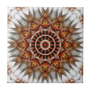 Radiant Bird Feather Kaleidoscope Mandala Tegel Tegeltje