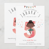 Radiant Black Ballerina 5e verjaardag Kaart (Voorkant / Achterkant)