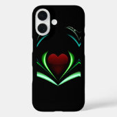 Radiant Black Neon Heart Energy Wings Case-Mate iPhone Case (Achterkant)