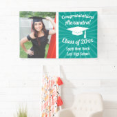 Radiant Blauwgroen aangepaste foto Afstuderen bann Spandoek (Insitu)