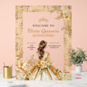 Radiant Bloom Bloemen Goud Prinses Quinceañera Acryl Bord (Huwelijk)
