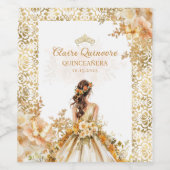 Radiant Bloom Bloemen Goud Prinses Quinceanera Wijn Etiket (Enkel label)