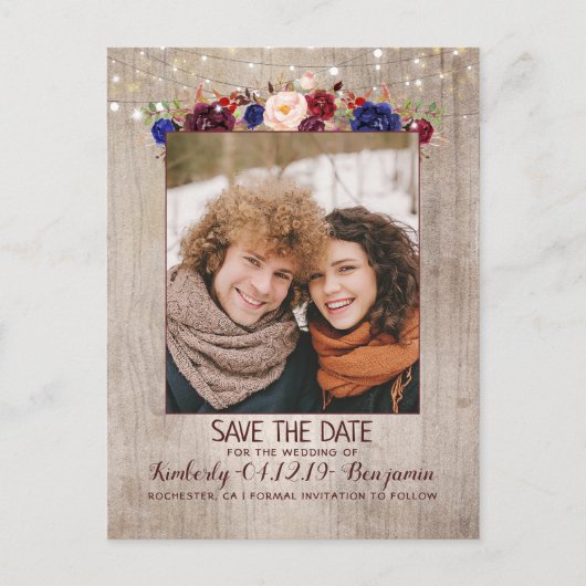 Radiant Bloom Bloemen Rustieke Foto Save the Date Aankondigingskaart (Voorkant)
