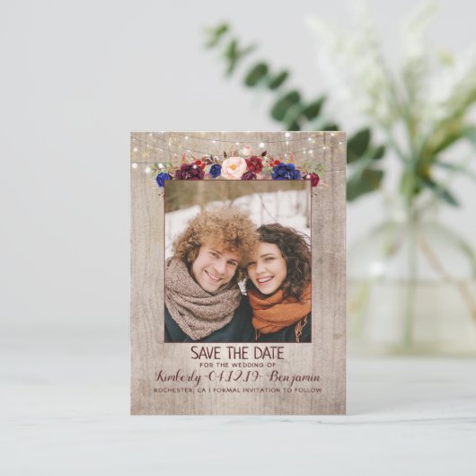 Radiant Bloom Bloemen Rustieke Foto Save the Date Aankondigingskaart (Staand voorkant)