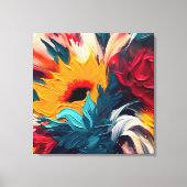 Radiant Bloom – Bold Abstract Floral Expression Canvas Afdruk (Voorkant)
