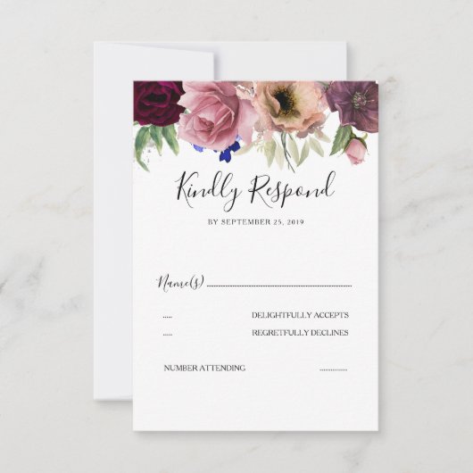 Radiant Bloom Elegant Bloemen Bruiloft RSVP (Voorkant)