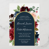 Radiant Bloom Floral Arch Wedding Folie Uitnodiging (Voorkant)