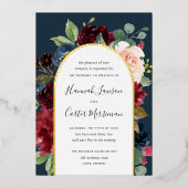Radiant Bloom Floral Arch Wedding Folie Uitnodiging (Voorkant)
