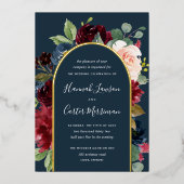 Radiant Bloom Floral Arch Wedding Folie Uitnodiging (Voorkant)
