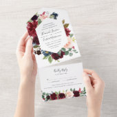 Radiant Bloom Floral Lijst Wedding All In One Uitnodiging (Afscheurbaar)