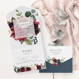 Radiant Bloom Floral Lijst Wedding All In One Uitnodiging