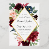 Radiant Bloom Floral Lijst Wedding Folie Uitnodiging (Voorkant)