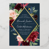 Radiant Bloom Floral Lijst Wedding Folie Uitnodiging (Voorkant)