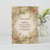 Radiant Bloom Floral Lijst Wedding Kaart (Staand voorkant)