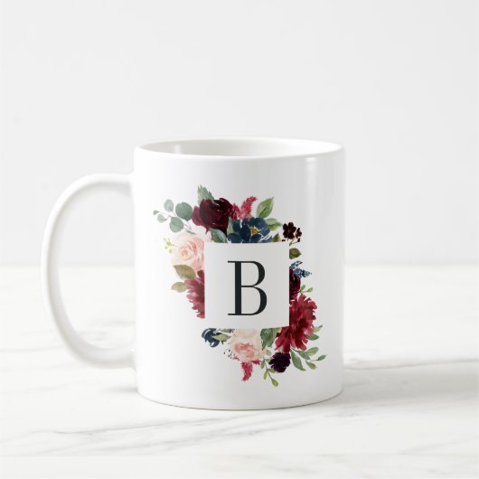 Radiant Bloom Floral Monogram Koffiemok (Links)