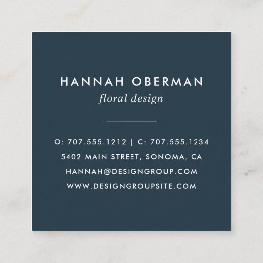 Radiant Bloom | Floral Vierkante Visitekaartje (Achterkant)