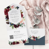 Radiant Bloom Floral Wedding QR Code All In One Uitnodiging