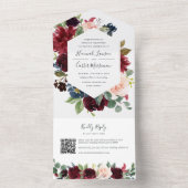 Radiant Bloom Floral Wedding QR Code All In One Uitnodiging (Binnen)