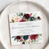 Radiant Bloom Floral Wedding Uitnodiging | Vierkan