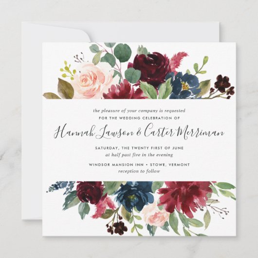 Radiant Bloom Floral Wedding Uitnodiging | Vierkan (Voorkant)