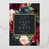 Radiant-bloom-Folie Sla de datumkaart op Folie Uitnodiging (Voorkant)