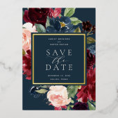 Radiant-bloom-Folie Sla de datumkaart op Folie Uitnodiging (Voorkant)