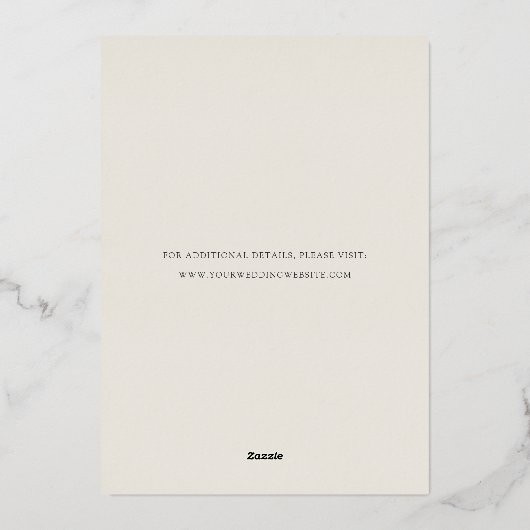 Radiant-bloom-Folie Sla de datumkaart op Folie Uitnodiging (Achterkant)