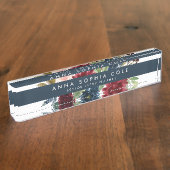 Radiant Bloom | Moderne Waterverf Floral Naambordje (Zijkant)