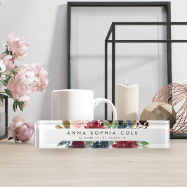Radiant Bloom | Moderne Waterverf Floral Naambordje