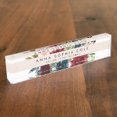 Radiant Bloom | Moderne Waterverf Floral Naambordje (Zijkant)