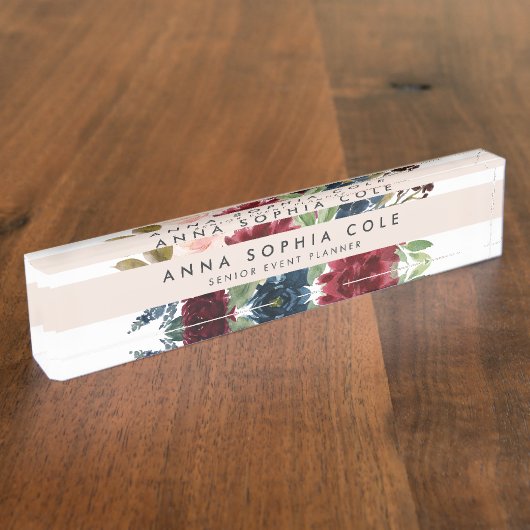 Radiant Bloom | Moderne Waterverf Floral Naambordje (Zijkant)