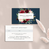 Radiant Bloom | Navy & Bourgogne Floral Afsprakenkaartje