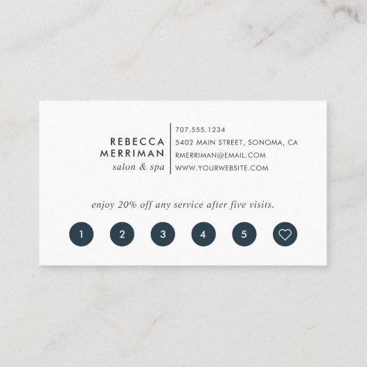 Radiant Bloom Navy & Burgundy Floral Klantenkaartje (Achterkant)