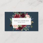 Radiant Bloom Navy & Burgundy Floral Klantenkaartje (Voorkant)
