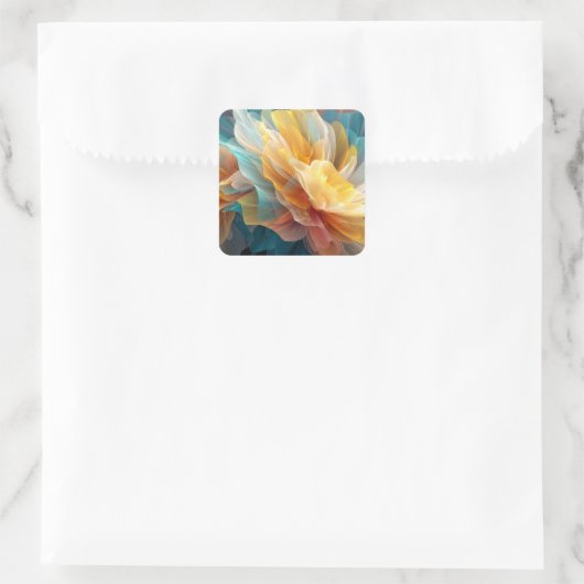 Radiant Bloom of Ethereal Petals in Light Vierkante Sticker (Tas)