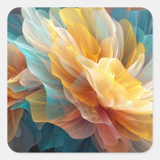 Radiant Bloom of Ethereal Petals in Light Vierkante Sticker (Voorkant)