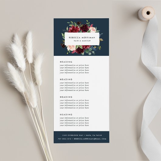 Radiant Bloom | Prijzen of diensten Reclamekaart