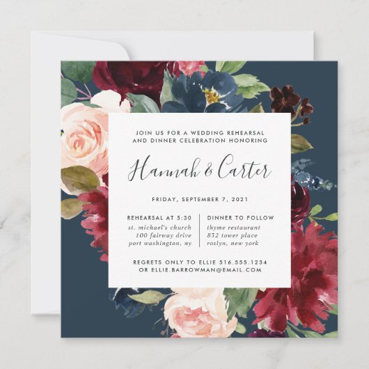 Radiant Bloom Rehearsal Dinner Invitation Kaart (Voorkant)