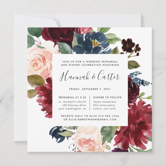Radiant Bloom Rehearsal Dinner Invitation Kaart (Voorkant)