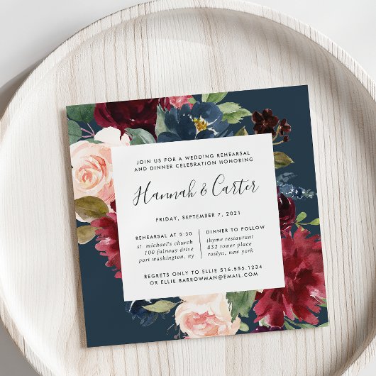 Radiant Bloom Rehearsal Dinner Invitation Kaart