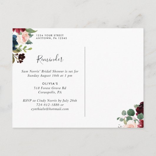 Radiant Bloom RSVP Reminder Briefkaart (Achterkant)